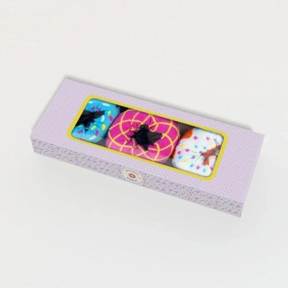 1SOCK2SOCK Women's Donut Crew Socks Fun Cotton Gift Box Multipack (3/6 Pairs)